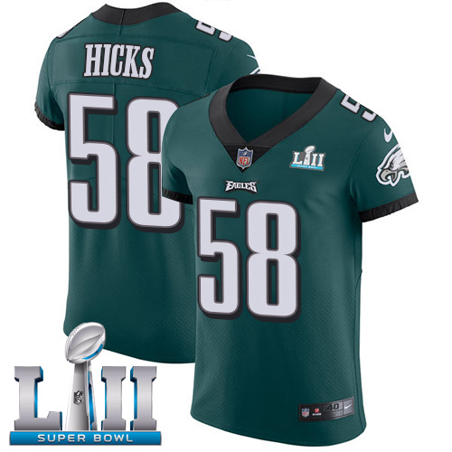 Nike Eagles #58 Jordan Hicks Midnight Green Team Color Super Bowl LII Men's Stitched NFL Vapor Untouchable Elite Jersey